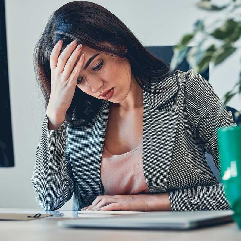 business woman stressed out